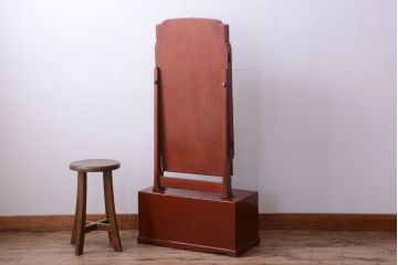 アンティーク家具　古民具・骨董　大正〜昭和期　高級品!朱漆塗が美しいアンティーク沈金鏡台