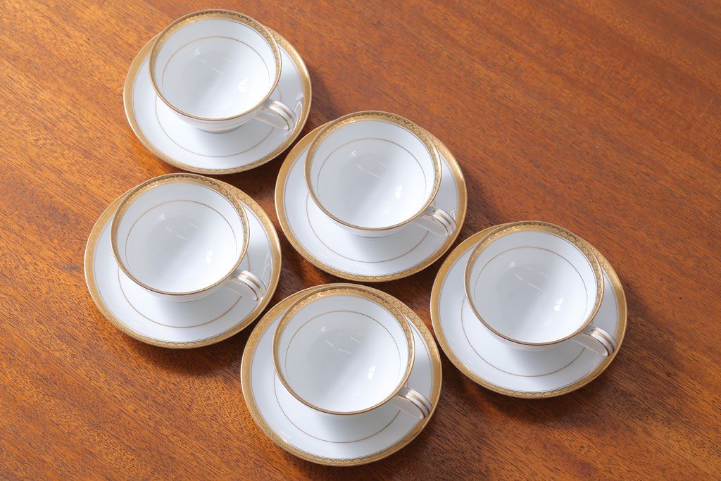 アンティーク雑貨　ノリタケ　リッチモンド(RICHMOND)シリーズ　カップ&ソーサー5客セット