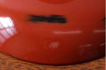 アンティーク雑貨　アンティーク　根来塗風　山葵に河豚の図　木製蒔絵椀5客セット