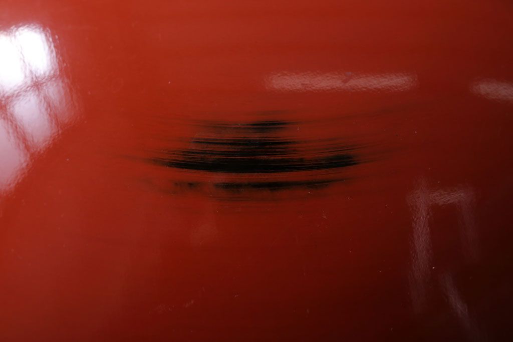 アンティーク雑貨　アンティーク　根来塗風　山葵に河豚の図　木製蒔絵椀5客セット