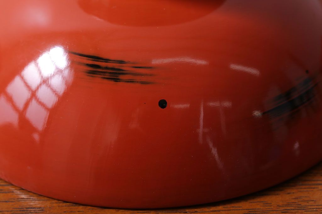 アンティーク雑貨　アンティーク　根来塗風　山葵に河豚の図　木製蒔絵椀5客セット