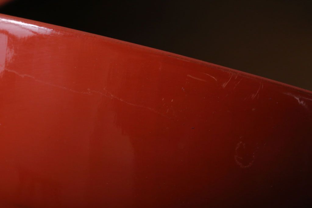 アンティーク雑貨　アンティーク　根来塗風　山葵に河豚の図　木製蒔絵椀5客セット