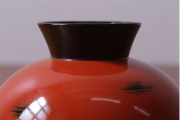 アンティーク雑貨　アンティーク　根来塗風　山葵に河豚の図　木製蒔絵椀5客セット