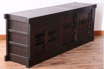 アンティーク家具　古民具・骨董　明治期　アンティーク水屋箪笥ローボード(テレビボード、テレビ台、キャビネット、収納棚)