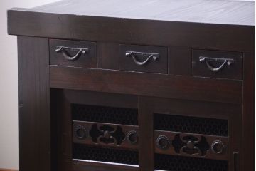 アンティーク家具　古民具・骨董　明治期　アンティーク水屋箪笥ローボード(テレビボード、テレビ台、キャビネット、収納棚)