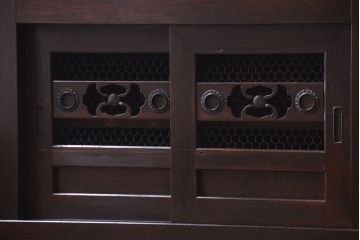 アンティーク家具　古民具・骨董　明治期　アンティーク水屋箪笥ローボード(テレビボード、テレビ台、キャビネット、収納棚)