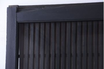 古民具・骨董　明治〜大正期　裏ガラス入り!艶消しブラック塗装のアンティーク蔵戸(玄関戸)
