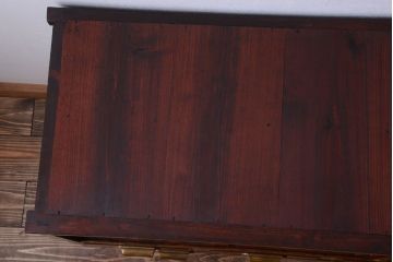 アンティーク家具　和製アンティーク　前面欅材!結霜ガラス入り鉄脚サイドボード(収納棚)