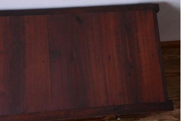 アンティーク家具　和製アンティーク　前面欅材!結霜ガラス入り鉄脚サイドボード(収納棚)