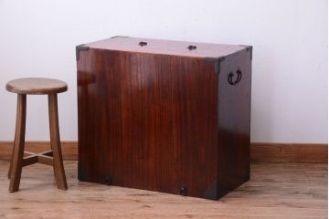 アンティーク家具　古民具・骨董　明治期　総桐材の古い庄内小箪笥(背負い箪笥・行商箪笥、桐箪笥、桐たんす)