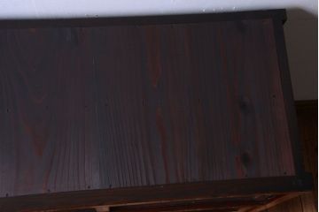 アンティーク家具　和製アンティーク　結霜ガラス入り!組子引き戸の鉄脚サイドボード(収納棚)