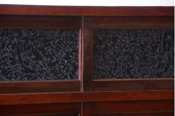 アンティーク家具　和製アンティーク　結霜ガラス入り!組子引き戸の鉄脚サイドボード(収納棚)