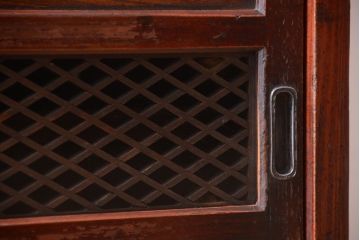 アンティーク家具　和製アンティーク　結霜ガラス入り!組子引き戸の鉄脚サイドボード(収納棚)