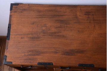 アンティーク家具　古民具・骨董　大正期　古い木味のアンティーク関東帳場箪笥