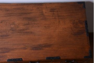 アンティーク家具　古民具・骨董　大正期　古い木味のアンティーク関東帳場箪笥