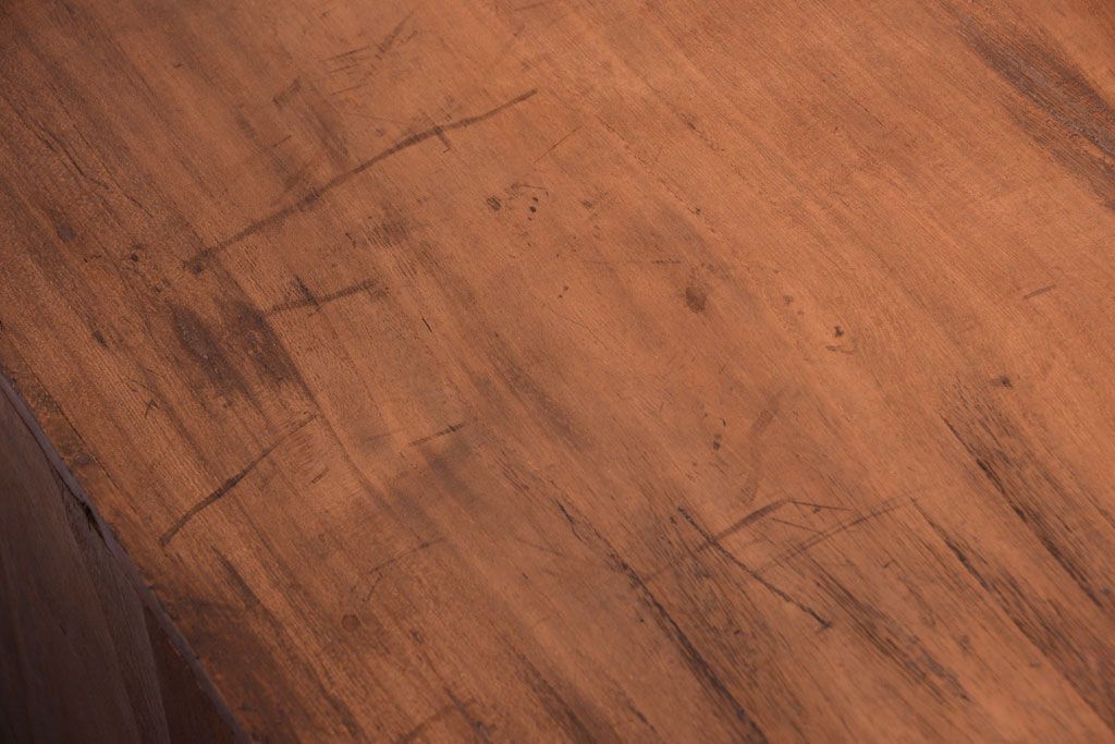 アンティーク家具　古民具・骨董　大正期　古い木味のアンティーク関東帳場箪笥