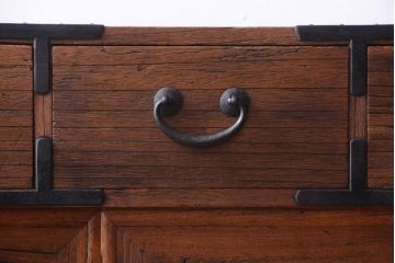 アンティーク家具　古民具・骨董　大正期　古い木味のアンティーク関東帳場箪笥