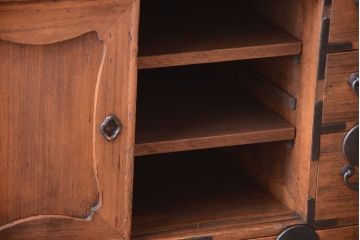 アンティーク家具　古民具・骨董　大正期　古い木味のアンティーク関東帳場箪笥