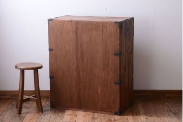 アンティーク家具　古民具・骨董　大正期　古い木味のアンティーク関東帳場箪笥