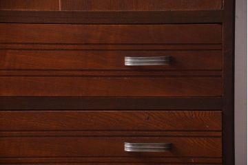 レトロ家具　昭和レトロ　ダイヤガラス入り!古い木製のアンティークチェスト