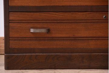 レトロ家具　昭和レトロ　ダイヤガラス入り!古い木製のアンティークチェスト