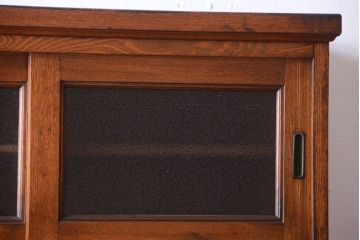 レトロ家具　昭和レトロ　古い楡材の上質なアンティーク食器棚(カップボード)