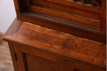 レトロ家具　昭和レトロ　古い楡材の上質なアンティーク食器棚(カップボード)