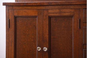 レトロ家具　昭和レトロ　古い楡材の上質なアンティーク食器棚(カップボード)