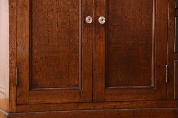 レトロ家具　昭和レトロ　古い楡材の上質なアンティーク食器棚(カップボード)