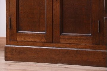 レトロ家具　昭和レトロ　古い楡材の上質なアンティーク食器棚(カップボード)