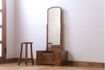 アンティーク家具　和製アンティーク　古い木製の鏡台(ドレッサー)