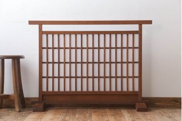 アンティーク　古いナラ材の小ぶりな障子格子衝立て(パーテーション)