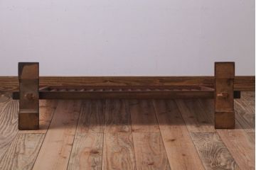 アンティーク　古いナラ材の小ぶりな障子格子衝立て(パーテーション)