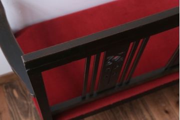 アンティーク家具　大正ロマン　透かし彫り!古いナラ材のアンティークベンチ