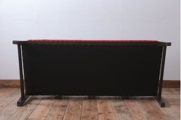 アンティーク家具　大正ロマン　透かし彫り!古いナラ材のアンティークベンチ