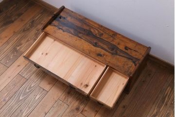 アンティーク家具　ジャンク品　古民具・骨董　明治〜大正期　古い黒柿材のアンティーク文机