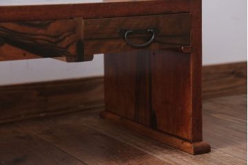 アンティーク家具　ジャンク品　古民具・骨董　明治〜大正期　古い黒柿材のアンティーク文机