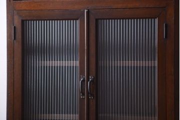 アンティーク家具　和製アンティーク　一本物　モールガラス入り!前面カバ材の縦型戸棚