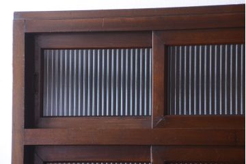 アンティーク家具　和製アンティーク　一本物　モールガラス入り!前面カバ材の縦型戸棚