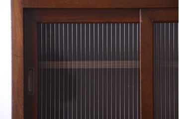 アンティーク家具　和製アンティーク　一本物　モールガラス入り!前面カバ材の縦型戸棚