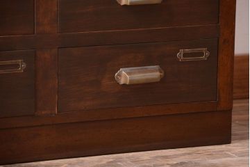 アンティーク家具　和製アンティーク　一本物　モールガラス入り!前面カバ材の縦型戸棚