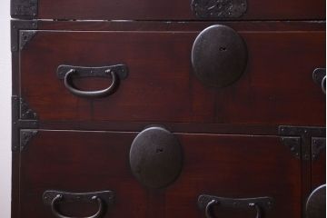 アンティーク家具　古民具・骨董　明治〜大正期　前面欅材のアンティーク重ね衣装箪笥