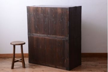 アンティーク家具　古民具・骨董　明治〜大正期　前面欅材のアンティーク重ね衣装箪笥