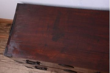 アンティーク家具　古民具・骨董　明治〜大正期　前面欅材のアンティーク重ね衣装箪笥