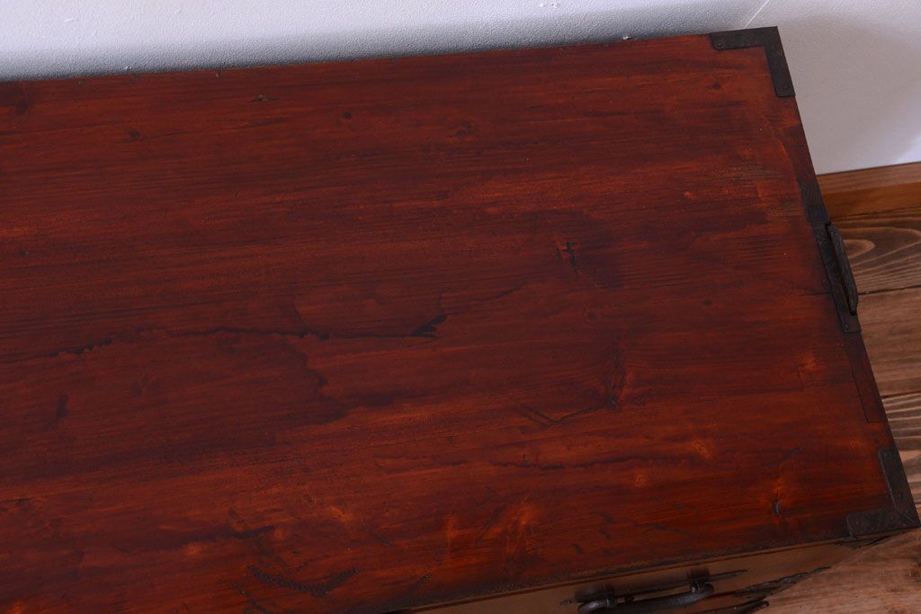 アンティーク家具　古民具・骨董　明治〜大正期　前面欅材のアンティーク重ね衣装箪笥