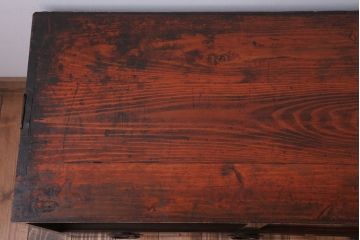 アンティーク家具　古民具・骨董　大正期　前面欅材!古い木製の時代箪笥ローボード
