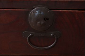 アンティーク家具　古民具・骨董　大正期　前面欅材!古い木製の時代箪笥ローボード