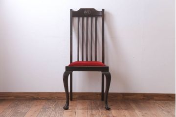 アンティーク家具　イギリスアンティーク　オーク材の優雅なチェア(椅子)