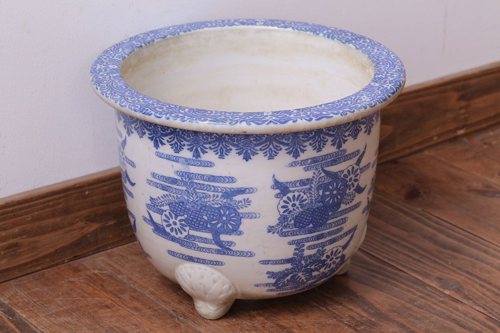 アンティーク雑貨　アンティーク　大正〜昭和初期　印判植木鉢