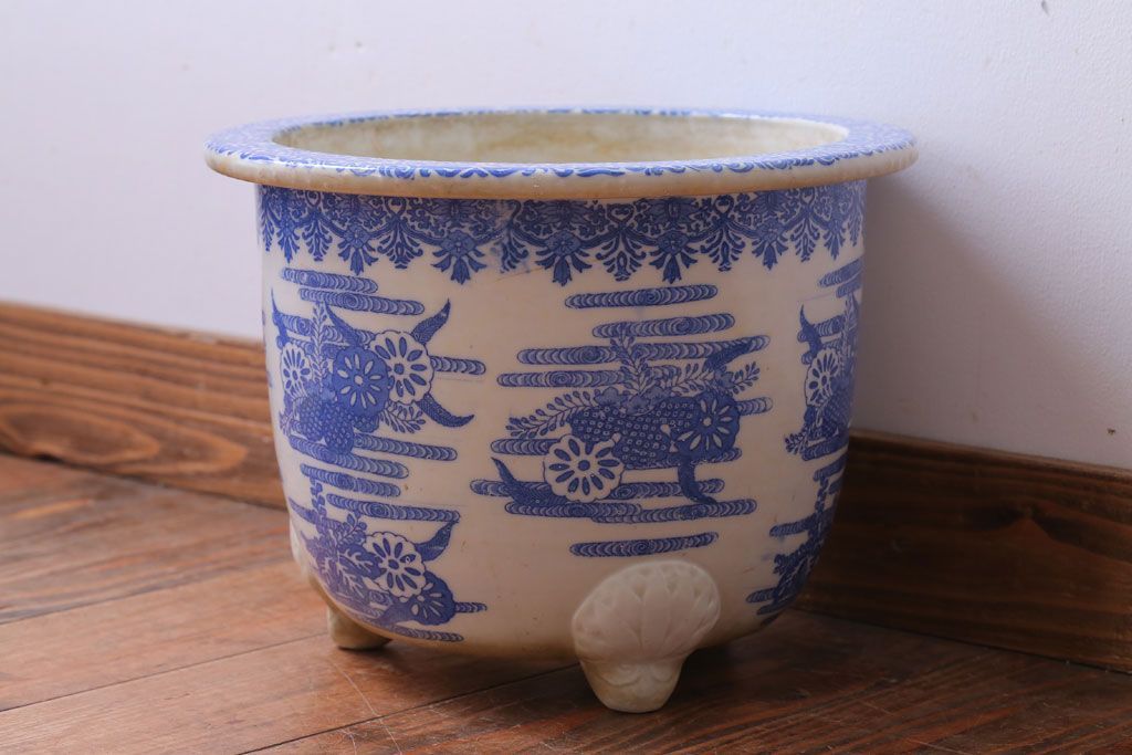 アンティーク雑貨　アンティーク　大正〜昭和初期　印判植木鉢